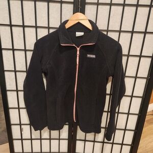Columbia Fleece Kids Black Jacket with Pink Accents